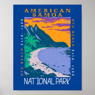 Póster Parque Nacional Samoa Americana Playa Ofu Distress
