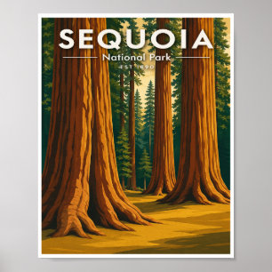 Póster Parque Nacional Sequoia Viaje Antiguo