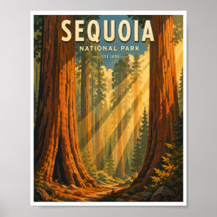 Póster Parque Nacional Sequoia Vintage Viaje
