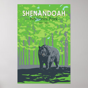 Póster Parque nacional Shenandoah Black Bear Vintage
