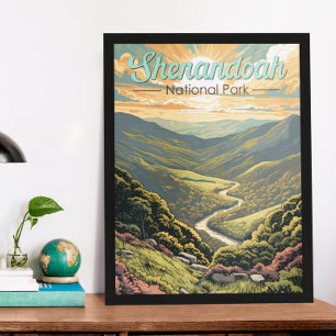 Póster Parque nacional Shenandoah Ilustracion Retro de vi