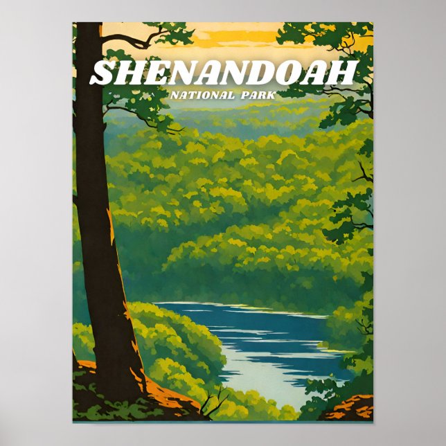 Póster Parque nacional Shenandoah ilustracion retro Decor (Frente)