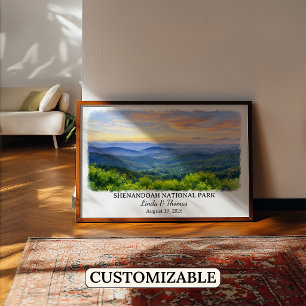 Póster Parque Nacional Shenandoah Virginia, Acuarela