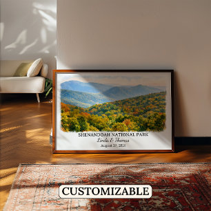 Póster Parque Nacional Shenandoah Virginia, Acuarela