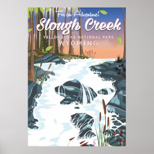Póster Parque nacional Slough Creek y Yellowstone