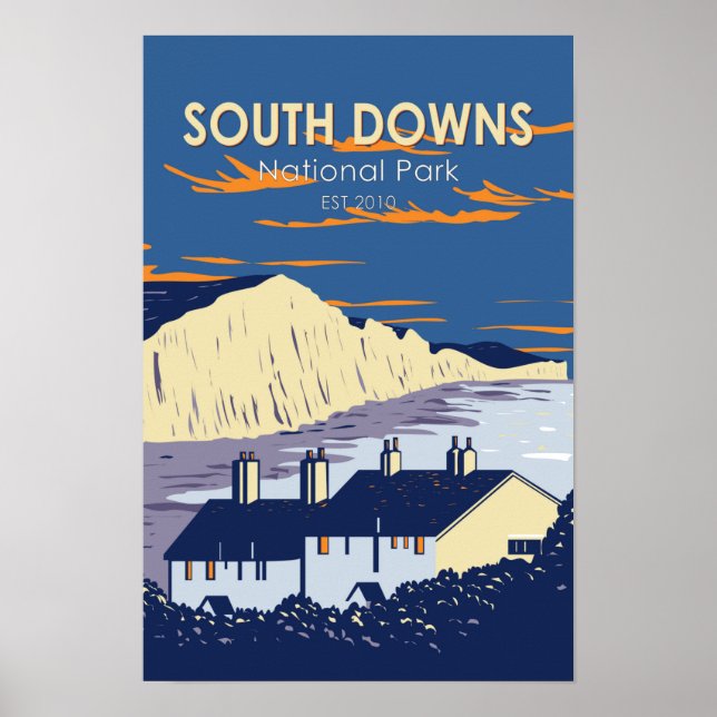Póster Parque Nacional South Downs Seven Sisters Inglater (Frente)