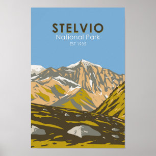 Póster Parque Nacional Stelvio Italia Alpes Centrales Vin