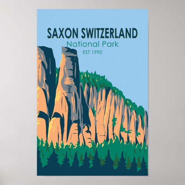 Póster Parque nacional Suiza Saxon Vintage Alemania (Frente)