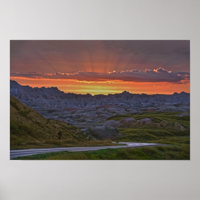 Póster Parque nacional Sunset, Badlands (Frente)