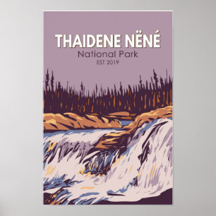 Póster Parque Nacional Thaidene Nene Viaje Vintage Canadá
