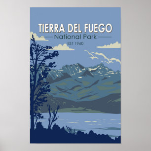Póster Parque nacional Tierra Del Fuego Argentina Vintage