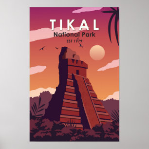 Póster Parque nacional Tikal Guatemala Vintage