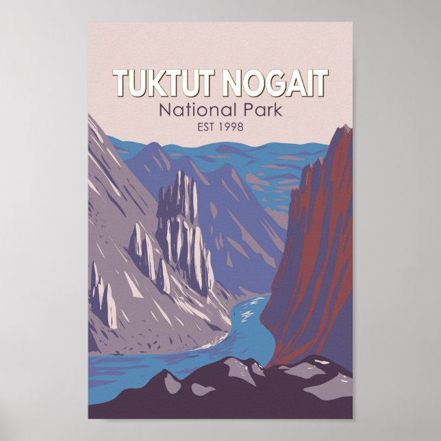 Póster Parque nacional Tuktut Nogait Canadá Viaje Vintage (Frente)