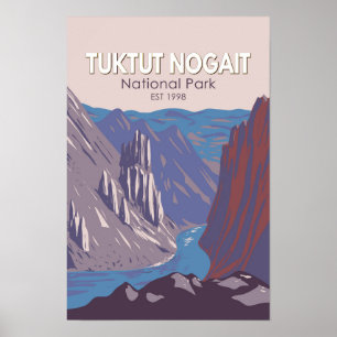 Póster Parque Nacional Tuktut Nogait Viaje Vintage Canadá