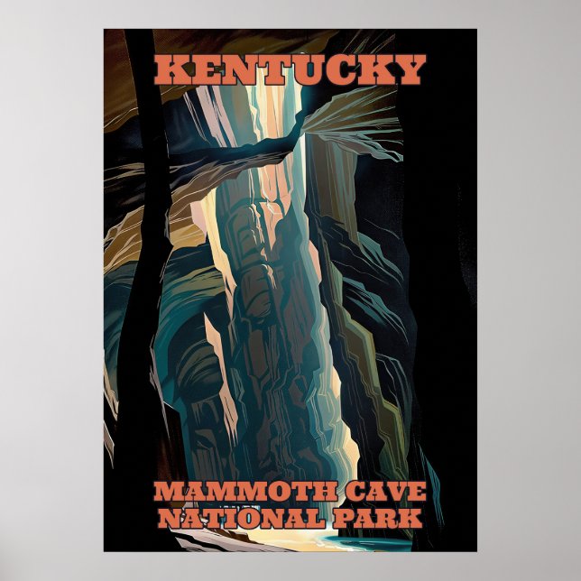 Póster Parque nacional V02 de la cueva de mamut de Kentuc (Frente)