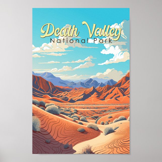 Póster Parque nacional Valle de la Muerte Ilustracion Ret (Frente)