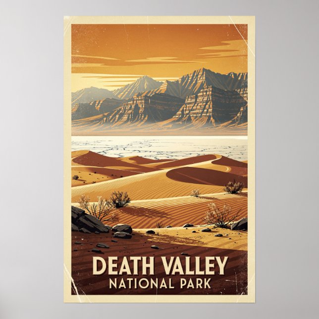 Póster Parque Nacional Valle de la Muerte Retro (Frente)