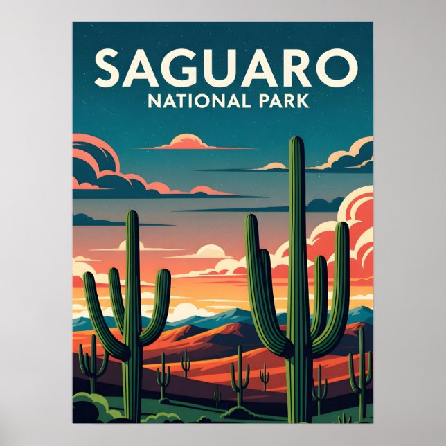 Póster Parque nacional Vibrant Saguaro (Frente)
