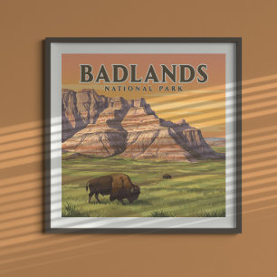 Póster Parque nacional Vintage Badlands