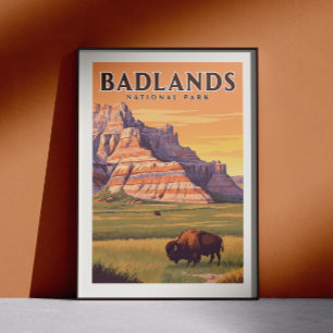 Póster Parque nacional Vintage Badlands