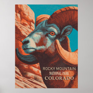 Póster Parque nacional Vintage Rocky Mountain Colorado