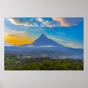 Póster Parque Nacional Virunga, RD Congo - Volcán