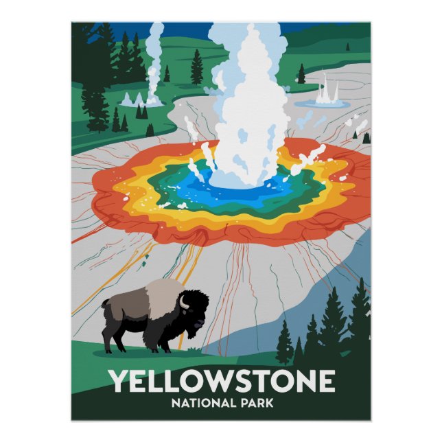 Póster Parque nacional Vivid Yellowstone (Anverso)