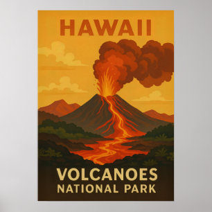 Póster Parque nacional Volcanes de Hawái V01