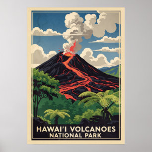 Póster Parque nacional Volcanes de Hawái V02