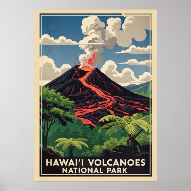 Póster Parque nacional Volcanes de Hawái V02 (Frente)