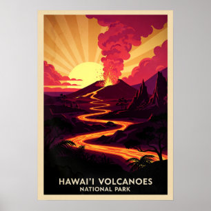 Póster Parque nacional Volcanes de Hawái V03