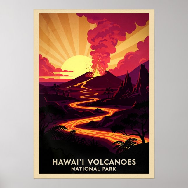 Póster Parque nacional Volcanes de Hawái V03 (Frente)