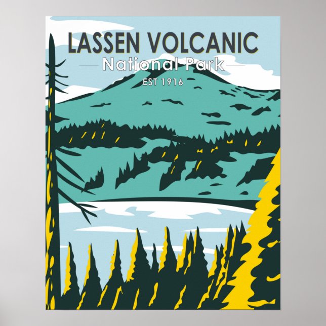 Póster Parque nacional volcánico de Lassen, California Vi (Frente)