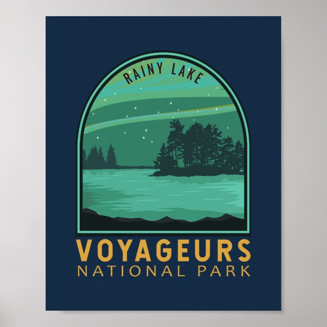 Póster Parque nacional Voyageurs Lago Lluvioso Emblem (Frente)