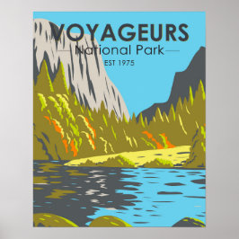 Póster Parque nacional Voyageurs Minnesota Vintage