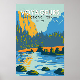 Póster Parque Nacional Voyageurs Vintage