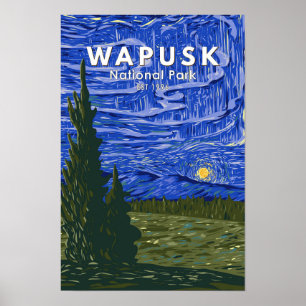 Póster Parque Nacional Wapusk Luces del Norte Vintage
