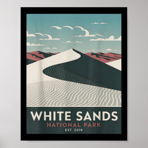 Póster Parque Nacional White Sands Campamento Vintage Sen