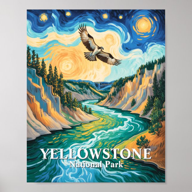 Póster Parque Nacional Yellowstone Ave Vibrante Osprey (Frente)