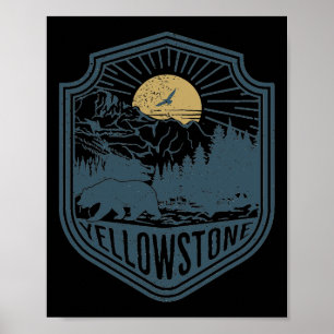 Póster Parque nacional Yellowstone Bear Nature Senderismo