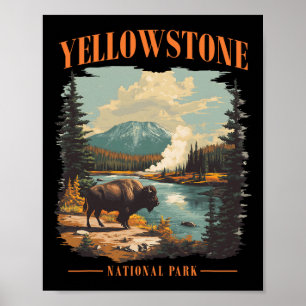 Póster Parque Nacional Yellowstone Camping Vintage Sender