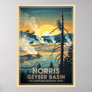 Póster Parque nacional Yellowstone - Cuenca Norris Geyser