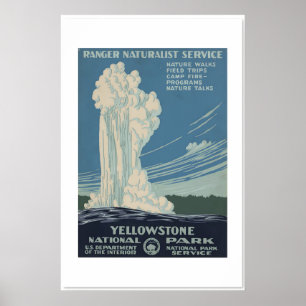 Póster Parque Nacional Yellowstone de los años 30 Estilo 