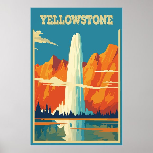 Póster Parque nacional Yellowstone, Estados Unidos, Viaje (Frente)