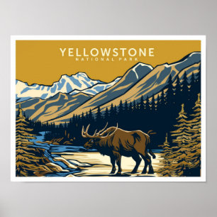 Póster Parque Nacional Yellowstone Estados Unidos Viajes