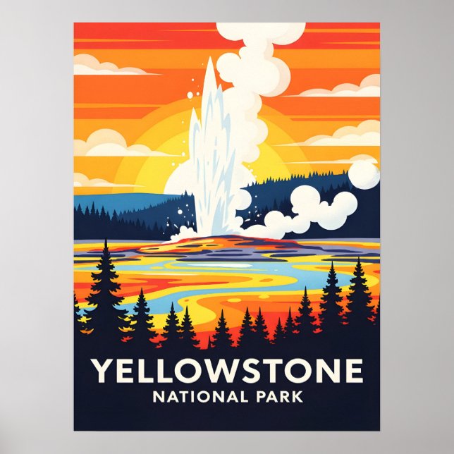 Póster Parque Nacional Yellowstone – Géiser Vibrante (Frente)
