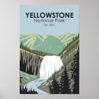 Parque nacional Yellowstone Gibbon Falls Vintage