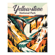 Parque Nacional Yellowstone Lower Falls Retro Pers