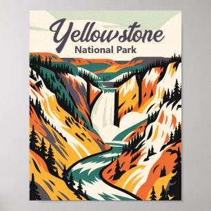 Póster Parque Nacional Yellowstone Lower Falls Retro Pers
