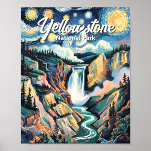 Póster Parque Nacional Yellowstone Lower Falls Vibrante